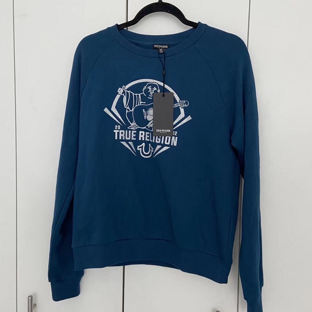 True Religion Women's Buddha Raglan Sweatshirt Size Medium